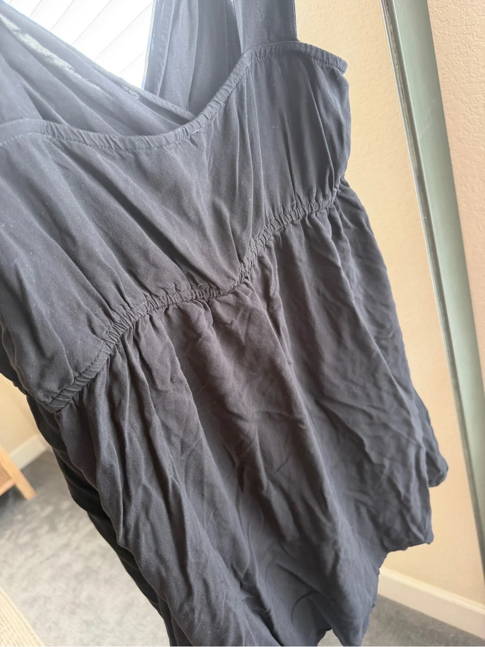 ASOS Black Deep V Neck Wide Strap Smock Mini Dress - sz 8 Tall - Picture 6 of 6